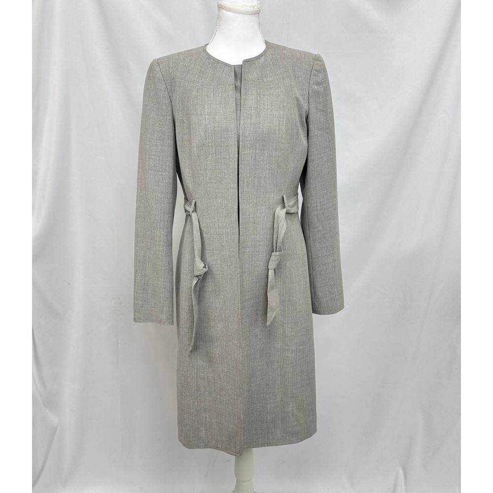 Calvin Klein Women Sz 4 Power Suit Set Grey Minimalist Sheath Dress Proffesional